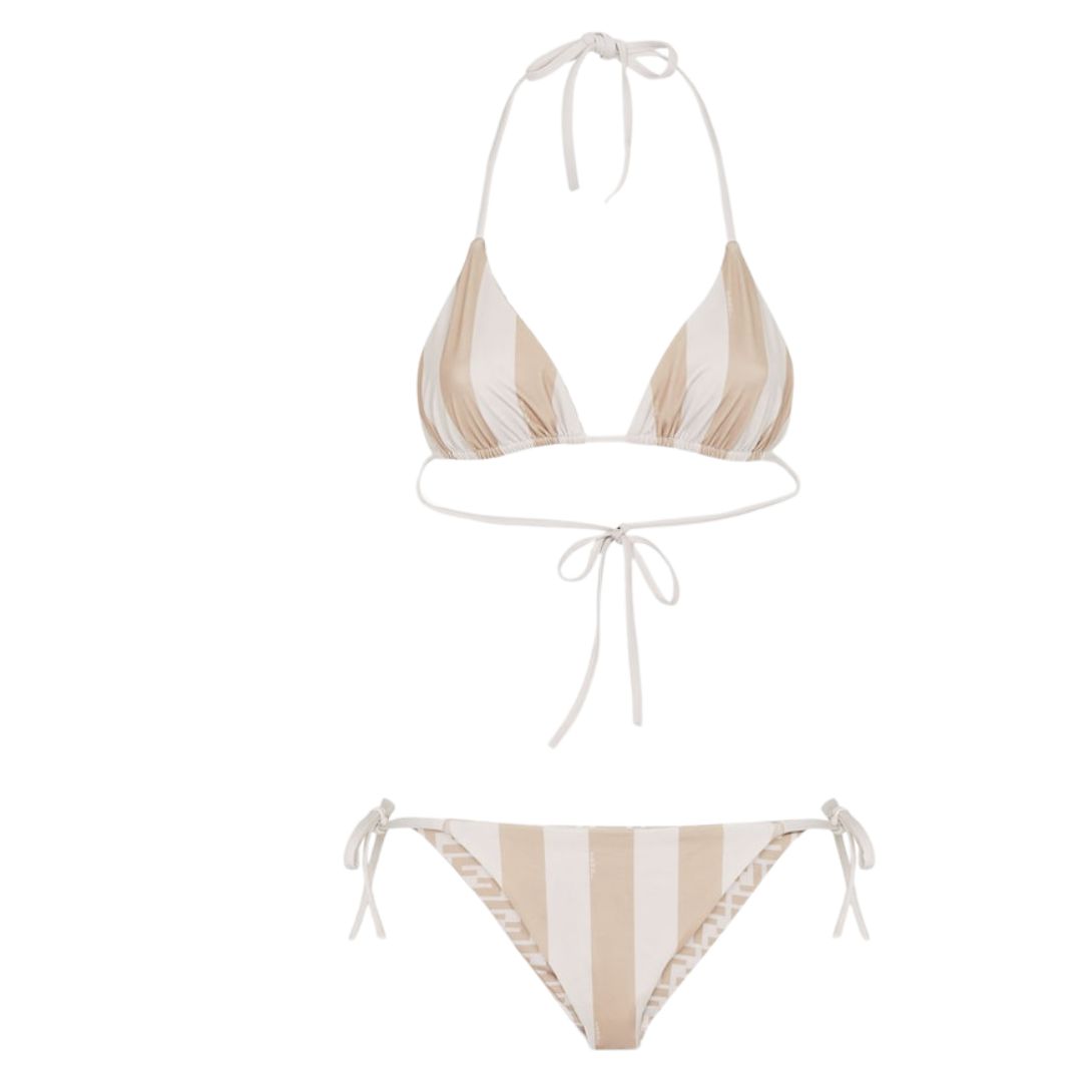4 FENDI SWIMSUIT BROWN LYCRA REVERSIBLE BIKINI