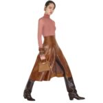 FENDI BROWN LEATHER SKIRT