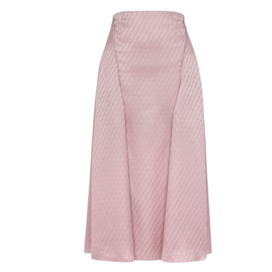 4 FENDI MAUVE PINK FF SILK SKIRT