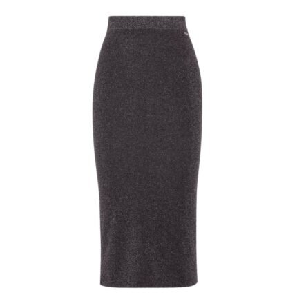 FENDI BLACK JERSEY SKIRT WITH METALLIC YARN