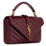 SAINT LAURENT COLLEGE MINI CHAIN BAG IN SHINY CRACKLED LEATHER