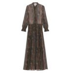 SAINT LAURENT LAVALLIÈRE DRESS IN LUREX PAISLEY SILK CREPON