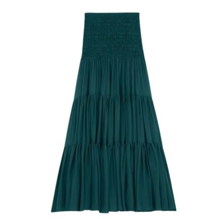SAINT LAURENT RUFFLED SKIRT IN SILK CREPE MUSLIN