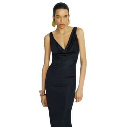 SAINT LAURENT COWLNECK DRESS IN KNIT