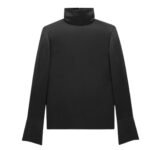 SAINT LAURENT TURTLENECK BLOUSE IN SILK SATIN