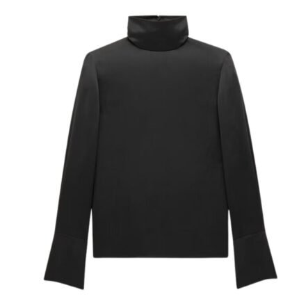 SAINT LAURENT TURTLENECK BLOUSE IN SILK SATIN