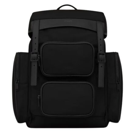SAINT LAURENT CITY MULTI POCKET BACKPACK IN ECONYL SMOOTH LEATHER AND NYLON