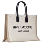 SAINT LAURENT RIVE GAUCHE LARGE TOTE BAG IN PRINTED CANVAS AND LEATHER