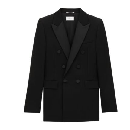 SAINT LAURENT TUXEDO JACKET IN GRAIN DE POUDRE