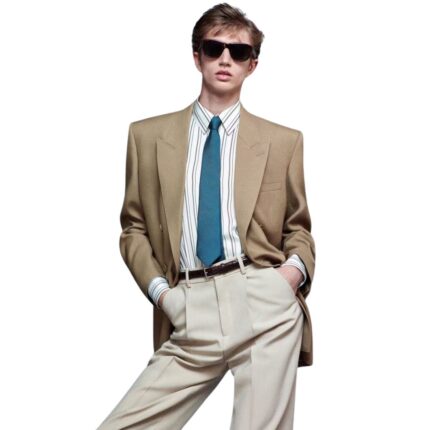 SAINT LAURENT HIGH-WAISTED PANTS IN LIGHT WOOL