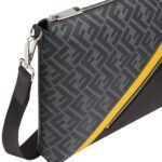 FENDI MESSENGER GRAY FABRIC BAG