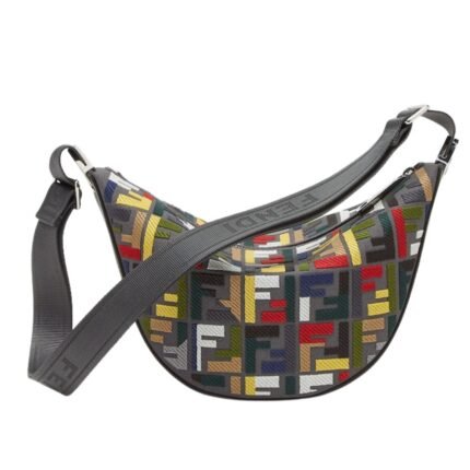 FENDI SMALL MELON CANVAS BAG WITH MULTICOLOR FF EMBROIDERY