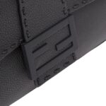 FENDI MAXI BAGUETTE BLACK SELLERIA LEATHER BAG