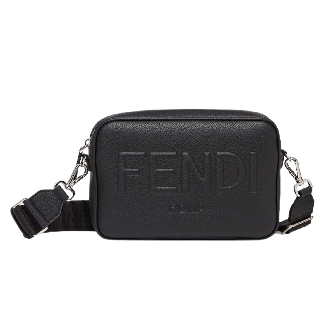 5 FENDI ROMA CAMERA CASE BLACK LEATHER BAG