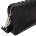 FENDI DIAGONAL CAMERA CASE BLACK LEATHER BAG