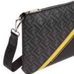 FENDI DIAGONAL MESSENGER GRAY FABRIC BAG