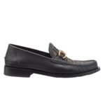 FENDI O LOCK BLACK LEATHER LOAFERS