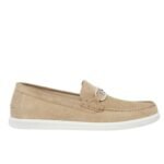 FENDI O LOCK LIGHT SUEDE LOAFERS