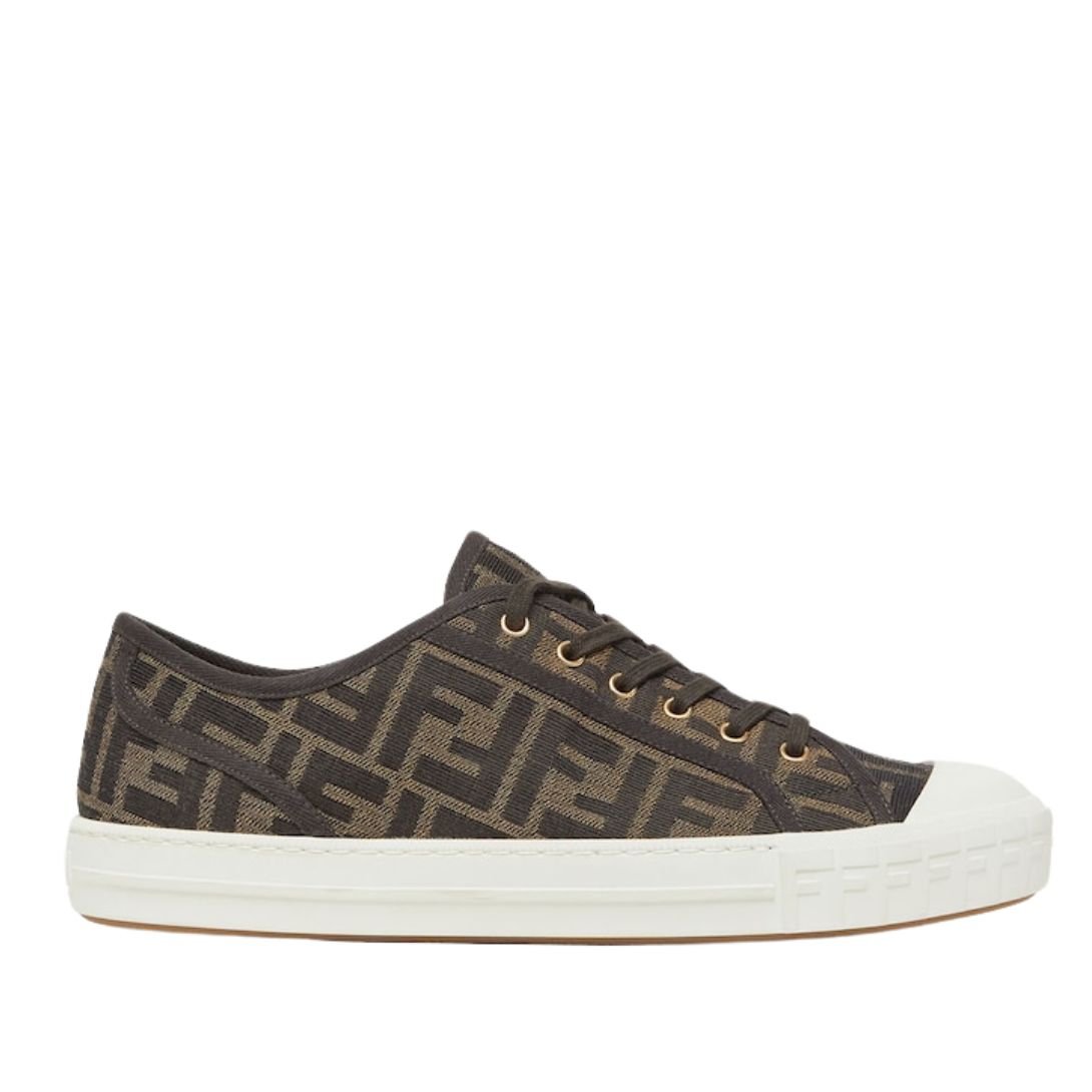 5 FENDI DOMINO FF JACQUARD FABRIC LOW-TOPS