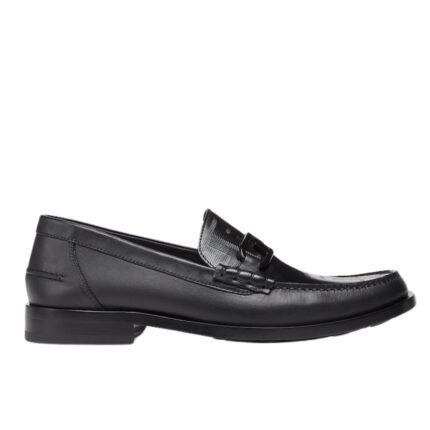 FENDI O LOCK BLACK LEATHER LOAFERS