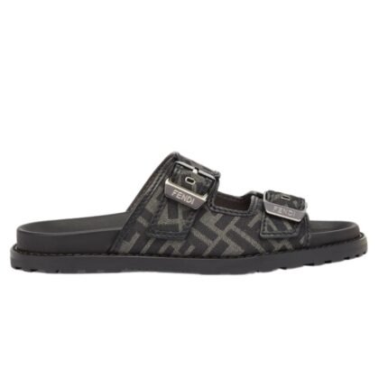 FENDI FEEL FF JACQUARD FABRIC SANDALS