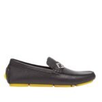 FENDI FF SQUARED BLACK LEATHER DRIVER LOAFERS