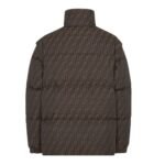 FENDI BROWN FF JACQUARD NYLON PUFFER JACKET
