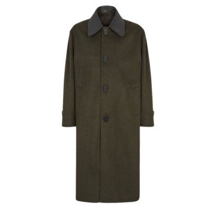 FENDI GREEN MOHAIR AND WOOL COAT