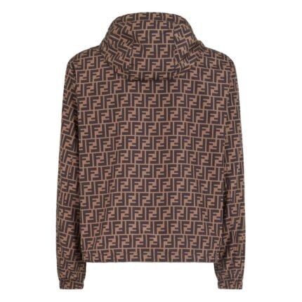 FENDI BLOUSON BROWN NYLON WINDBREAKER