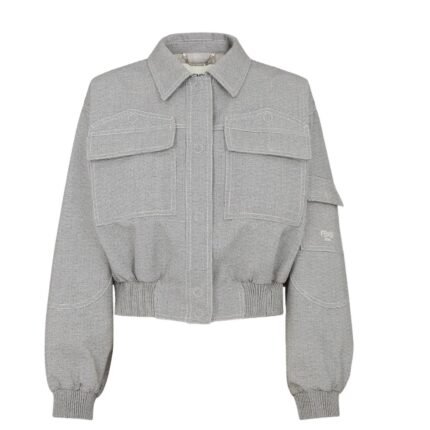 FENDI BLOUSON GRAY MICRO CHECK WOOL BOMBER JACKET