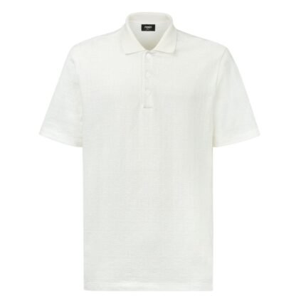 FENDI WHITE FF PIQUÉ POLO SHIRT