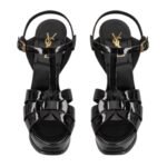 SAINT LAURENT TRIBUTE PLATFORM SANDALS IN PATENT LEATHER