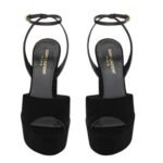 SAINT LAURENT JODIE PLATFORM SANDALS IN VELVET