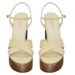 SAINT LAURENT BIANCA PLATFORM SANDALS IN CANVAS