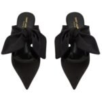 SAINT LAURENT BARBARA MULES IN SATIN CREPE