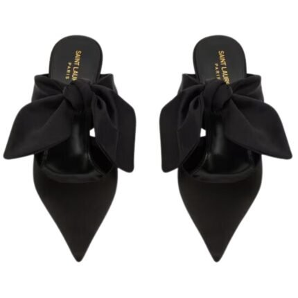 SAINT LAURENT BARBARA MULES IN SATIN CREPE
