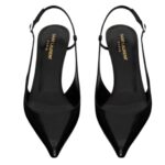 SAINT LAURENT VENDOME SLINGBACK PUMPS IN GLAZED LEATHER