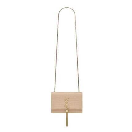 SAINT LAURENT KATE SMALL TASSEL IN CROCODILE-EMBOSSED LEATHER