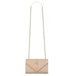 SAINT LAURENT ENVELOPE SMALL IN QUILTED GRAIN DE POUDRE EMBOSSED LEATHER
