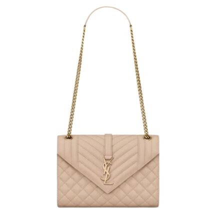 SAINT LAURENT ENVELOPE MEDIUM IN QUILTED GRAIN DE POUDRE EMBOSSED LEATHER