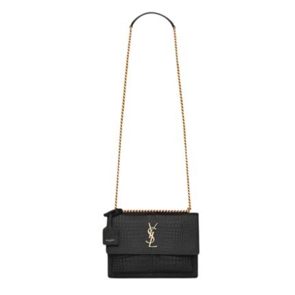 SAINT LAURENT SUNSET MEDIUM IN CROCODILE EMBOSSED LEATHER