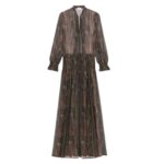 SAINT LAURENT LAVALLIÈRE DRESS IN LUREX PAISLEY SILK CREPON