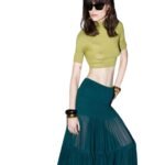 SAINT LAURENT RUFFLED SKIRT IN SILK CREPE MUSLIN