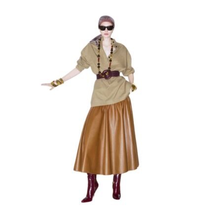 SAINT LAURENT LONG RUFFLED SKIRT IN SHINY LAMBSKIN