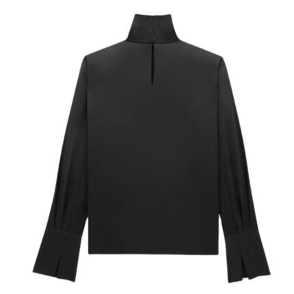 SAINT LAURENT TURTLENECK BLOUSE IN SILK SATIN