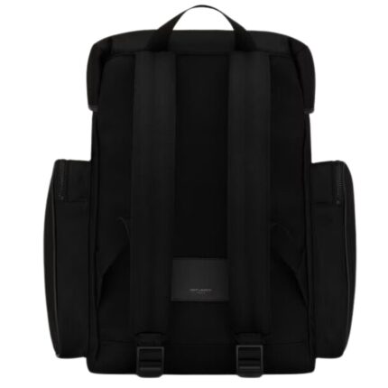 SAINT LAURENT CITY MULTI POCKET BACKPACK IN ECONYL SMOOTH LEATHER AND NYLON