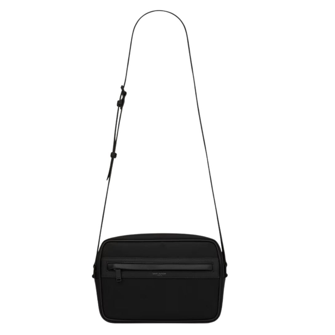 5 SAINT LAURENT CAMP CAMERA BAG IN ECONYL AND LAMBSKIN