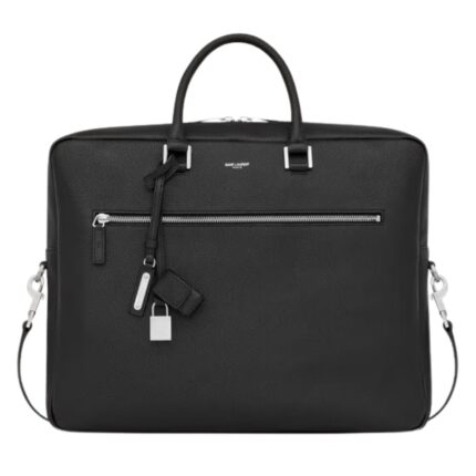 SAINT LAURENT SAC DE JOUR LARGE BRIEFCASE IN GRAINED LEATHER
