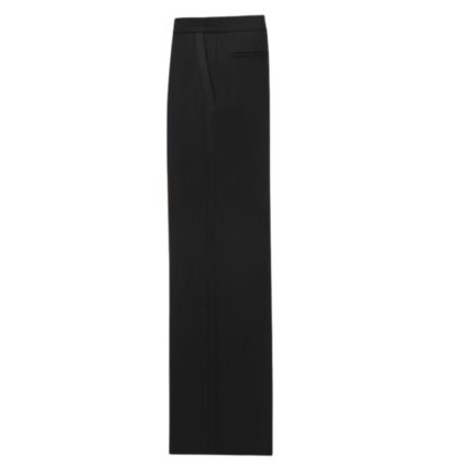 SAINT LAURENT WIDE LEG TUXEDO PANTS IN GRAIN DE POUDRE