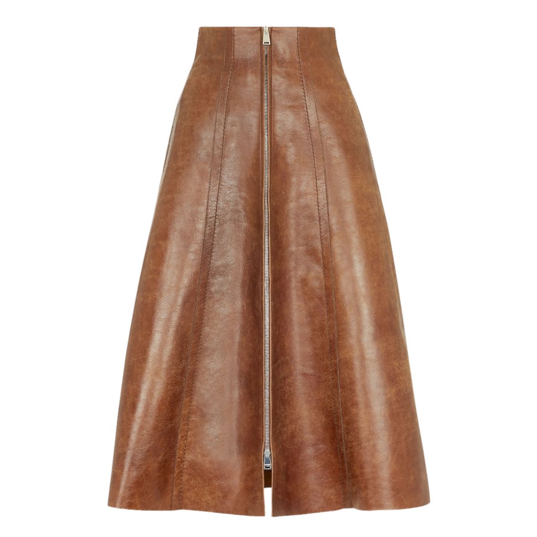 5 FENDI BROWN LEATHER SKIRT